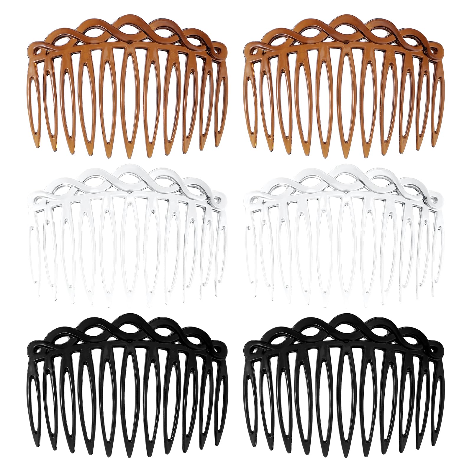 Photo 1 of Mabor 6 Pcs French Hair Side Combs For Women, Hair Comb Accessories Twist Decorative Comb 3 Colors for Multiple Hairstyles Girls Women