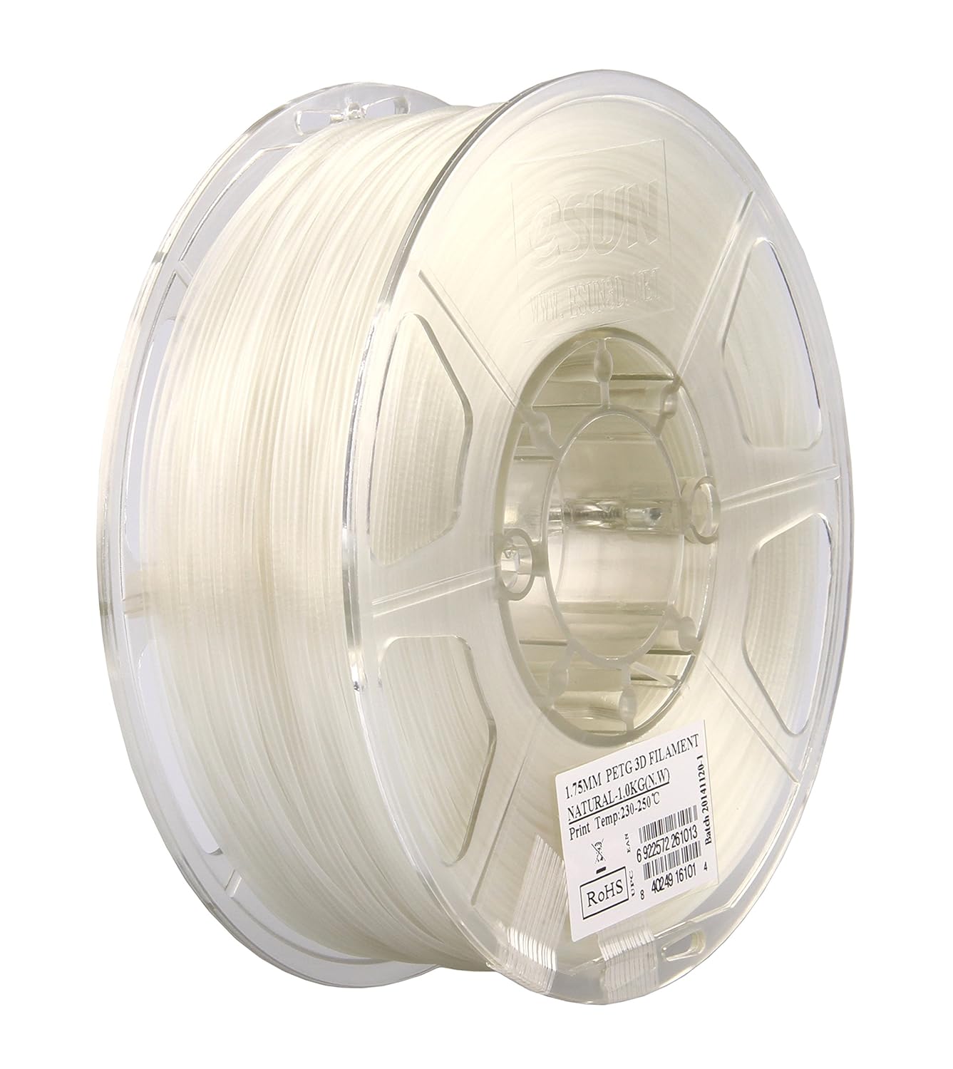 eSUN 3D 1.75mm PETG Natural Filament 1kg (2.2lb), PETG 3D Printer Filament, Semi-Transparent 1.75mm Natural