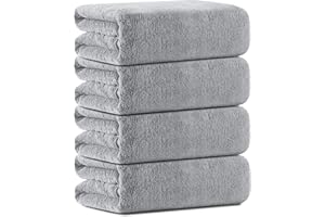 Junsey Oversized Bath Towels Set of 4 Extra Large 35x70 Inches Bath Sheet 600 GSM Quick Dry Towel for Bathroom Ultra Soft Hotel Absorbent Towels Set Light Gray