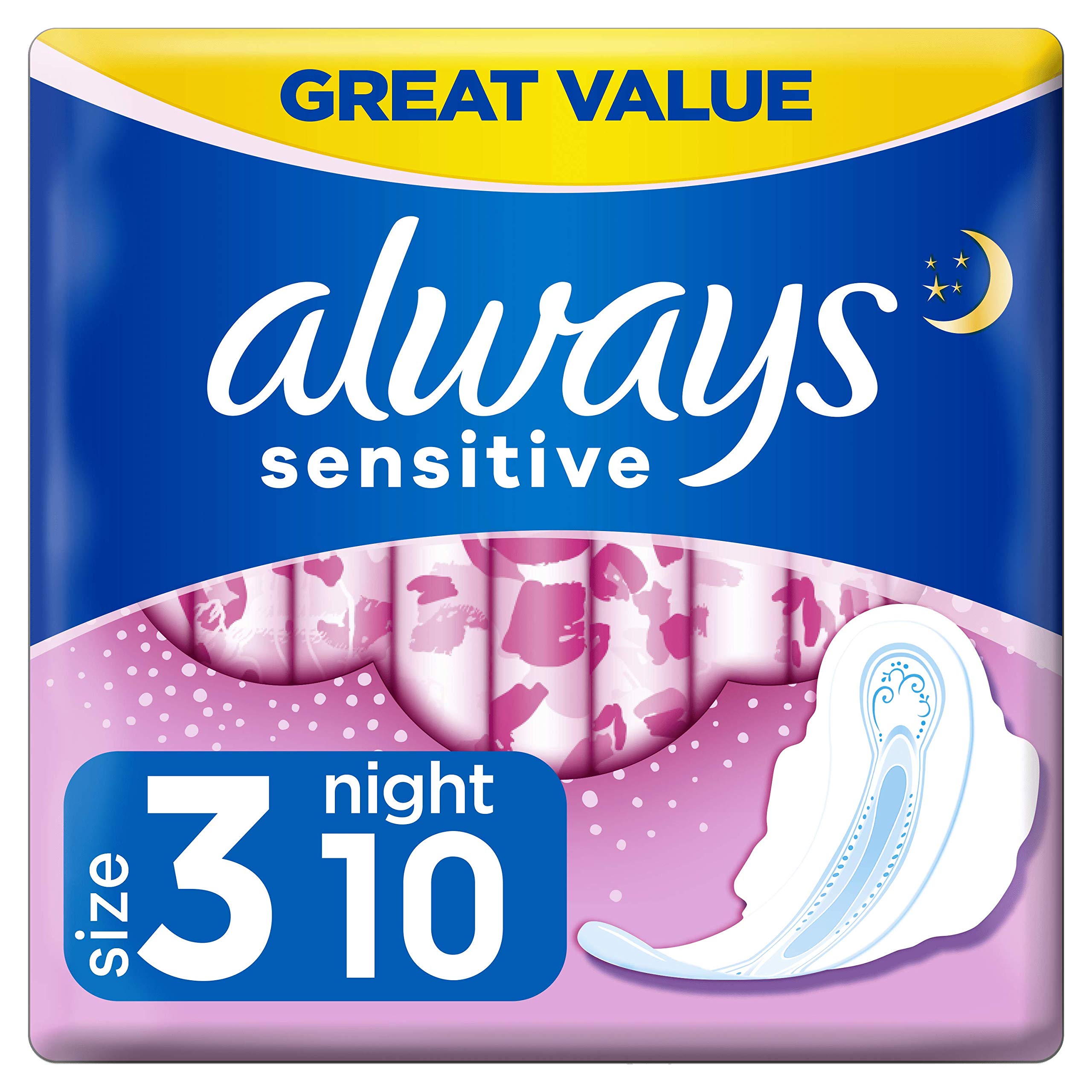 Always Sensitive Ultra Night Pads, 10 Pads