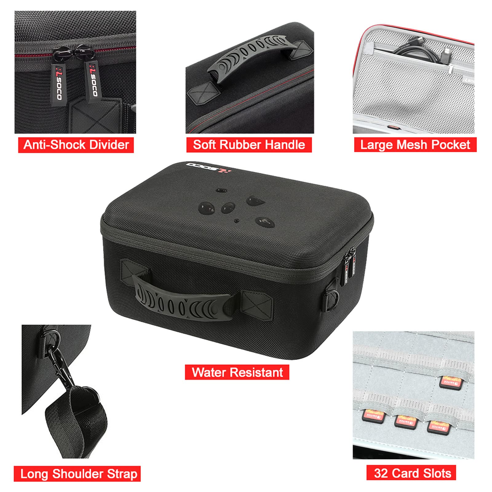 RLSOCO Carrying Case for Nintendo Switch & Switch OLED - Fit Extra Switch Pro Controller & Poke Ball Plus (newset Case fits Switch & Switch OLED)