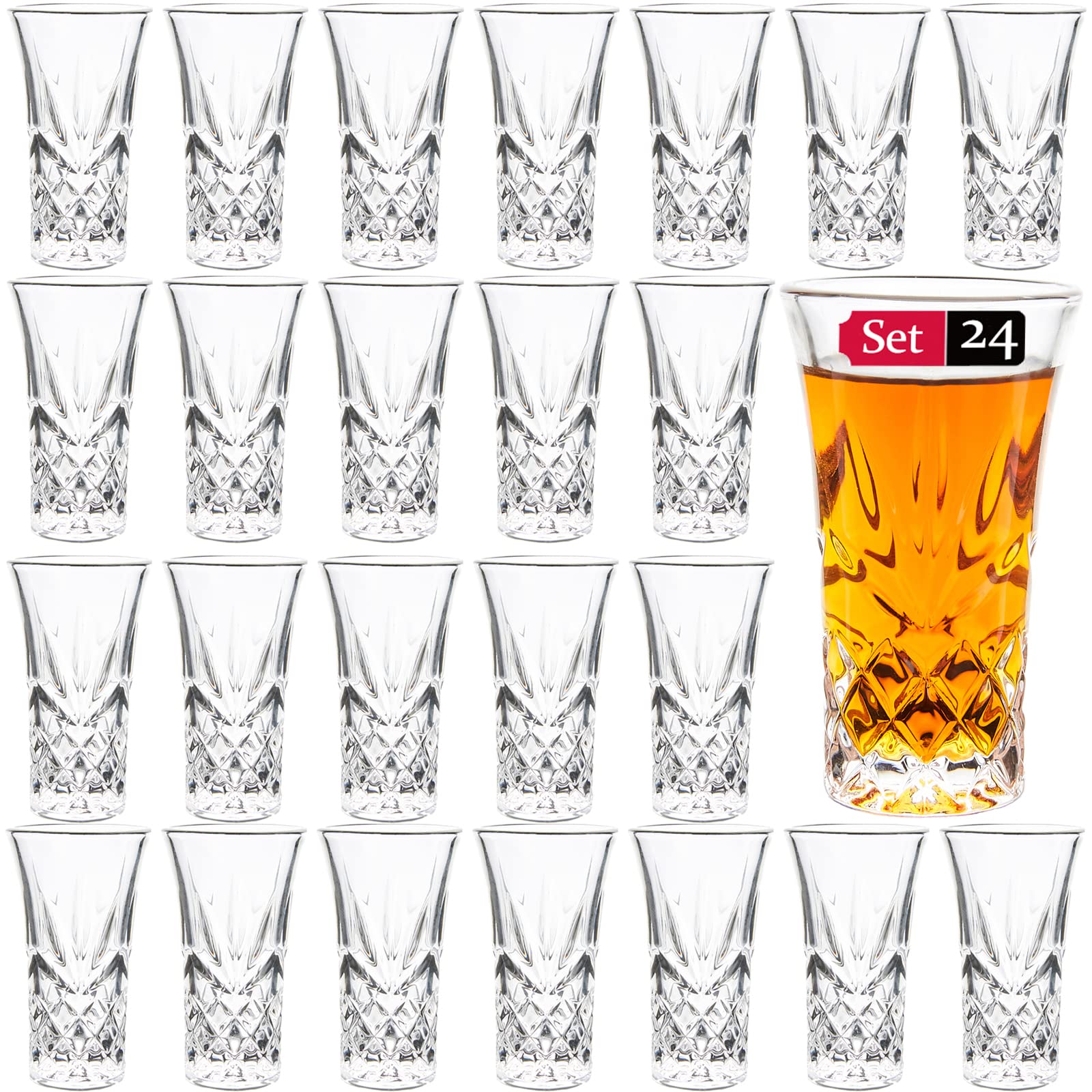 JAIEF 2 oz Tequila Glasses Heavy Base Shot Glass Cordial Glasses (Set of 24)
