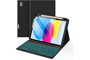 Folio Keyboard Case for iPad 10th Gen 10.9 inch (2022) and iPad 11th (A16, 2025), Magnetic Wireless Detachable Keyboard, 7-Co