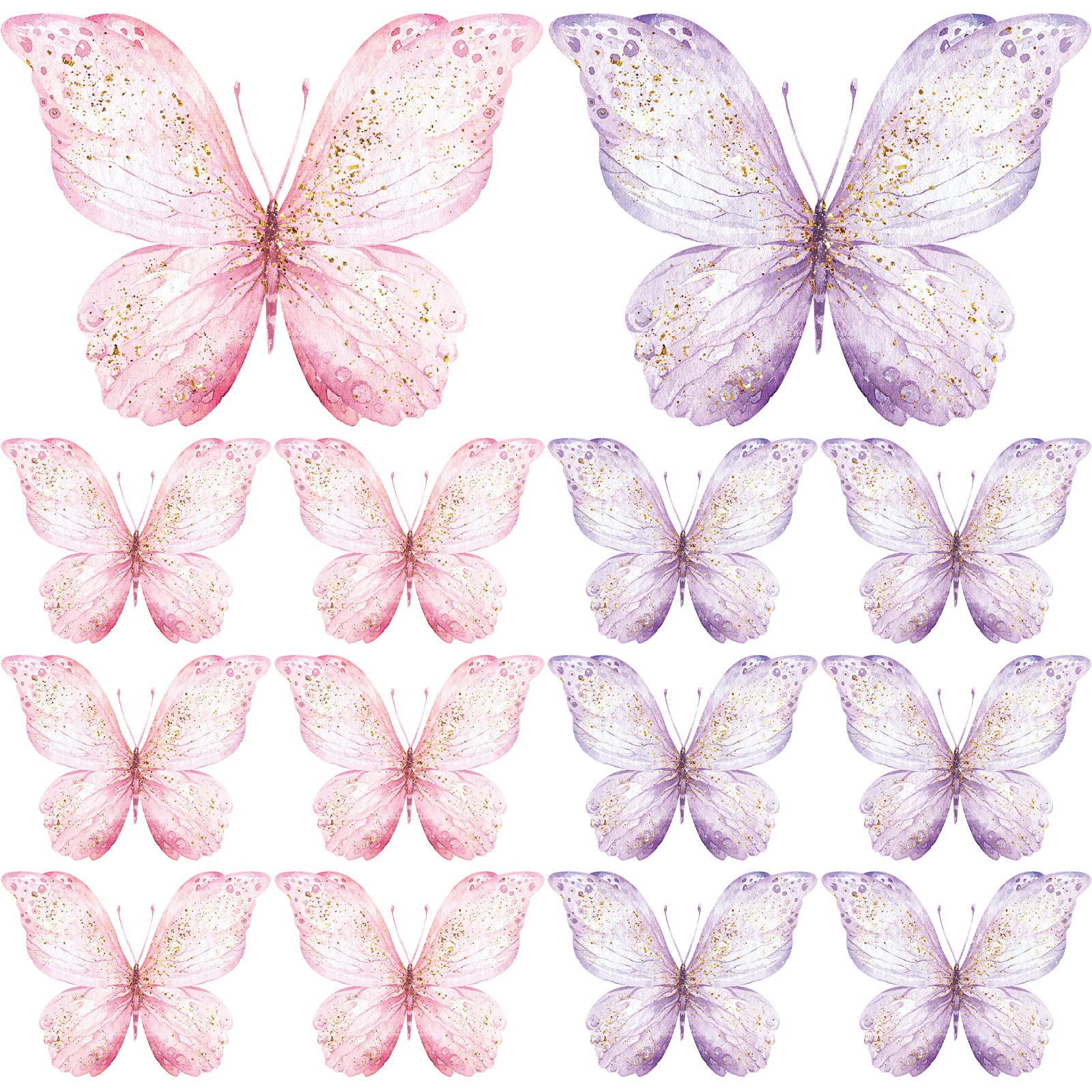 Photo 1 of Wesiti 18 Pieces Butterfly Baby Shower Birthday Decorations Butterfly Party Tables Centerpieces 10 x 7 Inch Pink Purple Butterflies Table Toppers for Wedding Birthday Party Supplies(Classic Style)