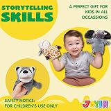 JOYIN 6Pcs Kids Hand Puppet Set with Working Mouth Elephant Giraffe Lion Bear view 3