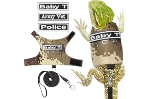 AnoleAir Bearded Dragon Harness and Leash, Adjustable Lizard Reptile Harness for Walking Outdoor to Prevent Escape (Brown)