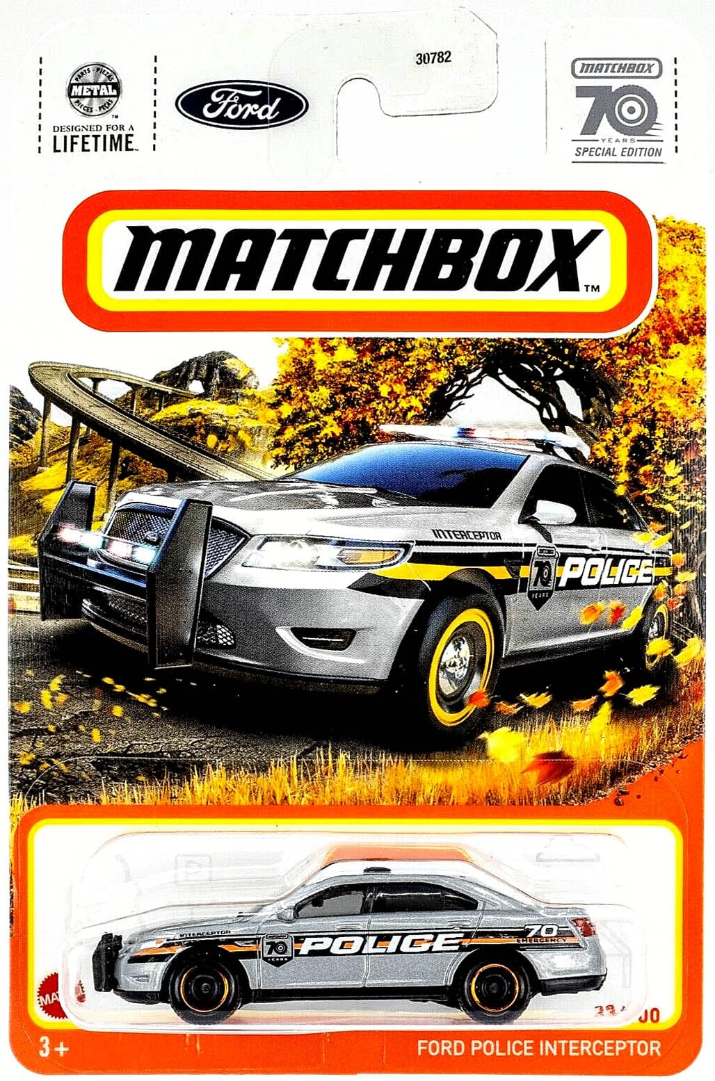 Matchbox Ford Police Interceptor, 1:220 Scale Diecast Car, Blue, 3+ Years, Boys