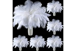 BTANADI 120 Pcs Ostrich Feathers for Centerpieces: 10-12 Inches (25-30cm) White Ostrich Feathers Bulk, Large Feathers for Centerpieces, Table, Flower Arrangement and Home Decoration (120 Pcs, White)