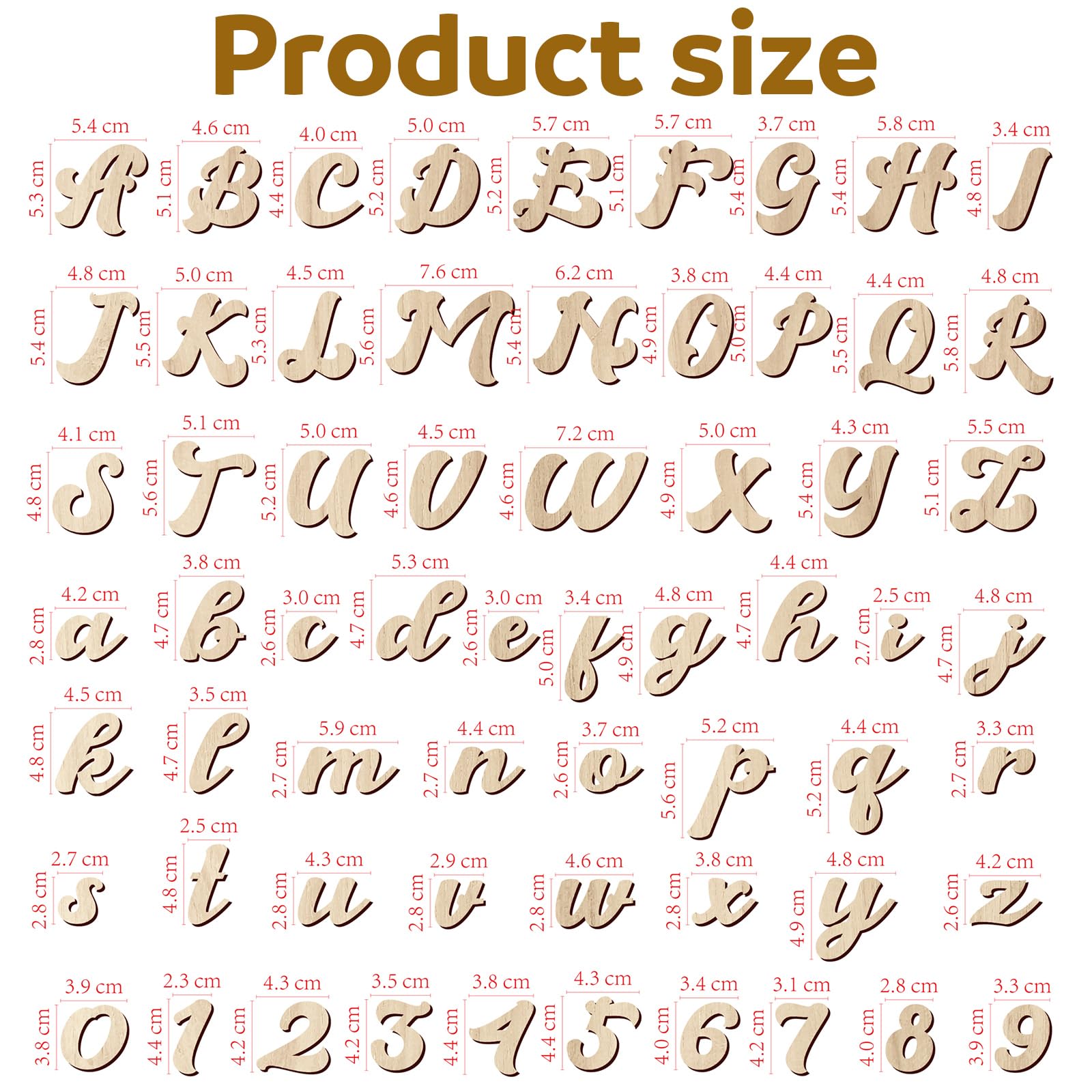 Condition photo showing New/Like New for gerrii 320 pcs 3'' wooden letters and numbers crafts unfinished cursive wooden alphabet a to z, wood numbers 0 to 9 sign for diy wall decor painting writing with bonus accessories instructions 3 inch