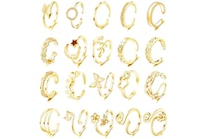 Staligue 20pcs Adjustable Toe Rings Set for Women Fingers Joint Tail Summer Beach Arrow Flower Open Rings Foot Jewelry