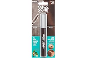 RED by KISS Quick Cover Root Touch Up Rescue (Dark Brown), Mascara Natural Water-Resistant Temporary Gray Concealer Cover Up Brush for Hair Mustache & Beard, Formulated with Jojoba Oil