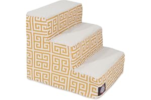 Majestic Pet 3 Step Portable Dog Stairs for Small Dogs to get on Bed Supports 25 lbs or Less – Dog Steps for High Bed with Machine Washable Cover – Pet Stairs for Cats Towers Yellow