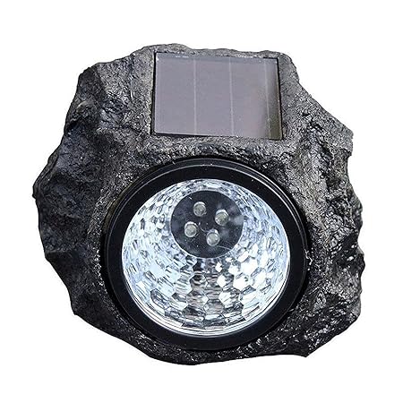 ascension Solar Rock Stone Waterproof Lamp 4 LED Decorative Landscape Path Light Resin Shape for Outdoor Garden Yard Lawn Pathway - Pack of 1