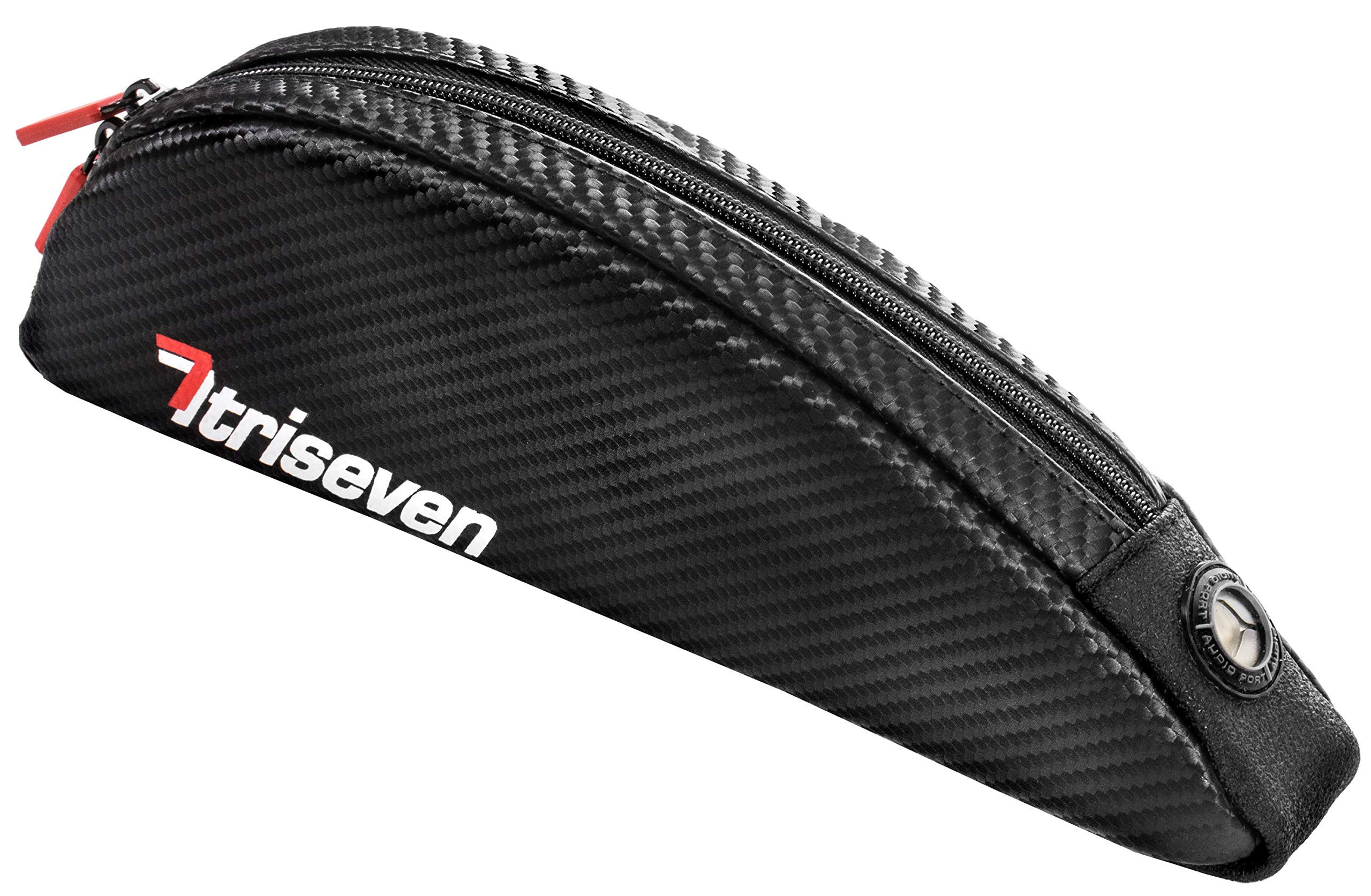 TriSeven Aero 30 Carbon Cycling Frame Bag - Lightweight Storage for Triathlons & MTB | Holds Large Cell Phones, Wallets, 10 Gels, Pump, Tools and More!
