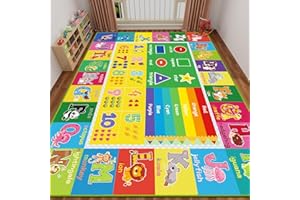 ABC Carpet, Kids Rugs for Playroom, Educational Play Mat for Kids, Preschool Rugs with ABC, Numbers, Animals Learning Carpet 