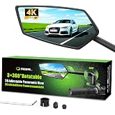 RBRL Bike Mirror, 3D Adjustable Arm for Extended Reach, Aluminum Alloy Anti-shake Bicycle Rearview Mirrors, 360&deg; Panoramic Rearview, Wide Angle Shatterproof &amp; Foldable E-bike Mirror(left)