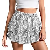 UpFind Women Sequin Skirt Sparkly Stretchy High Waist Ruffle Glitter Mini Short Skirts Concert Outfits for Night Out Party