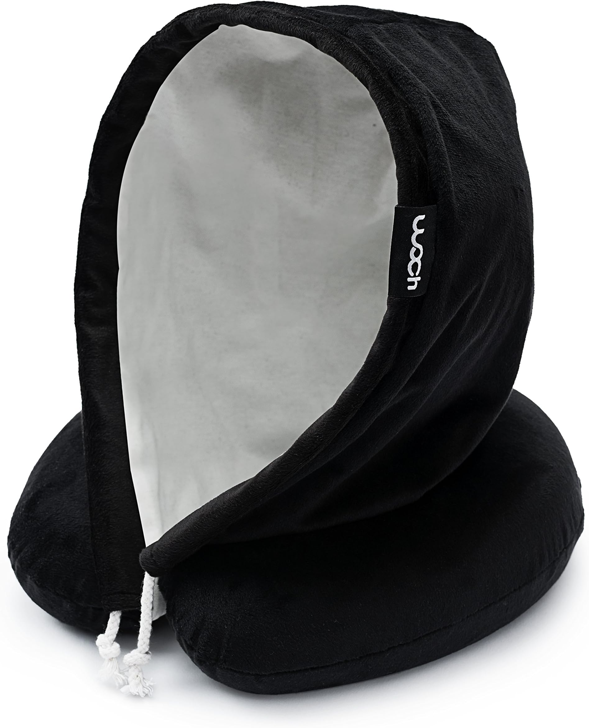 WorthyChoice WoCh Memory Foam Travel Pillow with Hood – U-Shaped Neck Support for Car and Airplane – Portable, Discrete Comfort for Improved Sleep and Relaxation