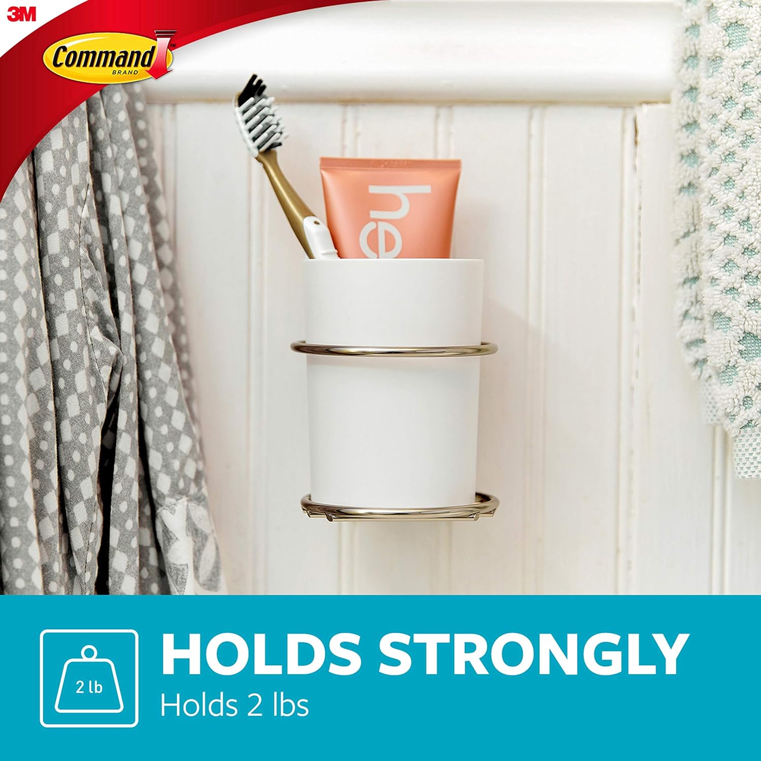 Command Accessory Organizer, Satin Nickel, 1-Organizer, 4-Water-Resistant Strips, Organize Damage-Free: Home Improvement
