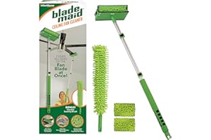 Blade Maid Ceiling Fan Cleaner- Cleaning Tool with 3 Foot Extendable Pole, Cleaning Head, Reusable Fiber Duster, & Flexible Brush
