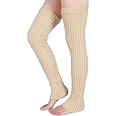 Pareberry Women's Winter Over Knee High Footless Socks Knit Warm Long Leg Warmers