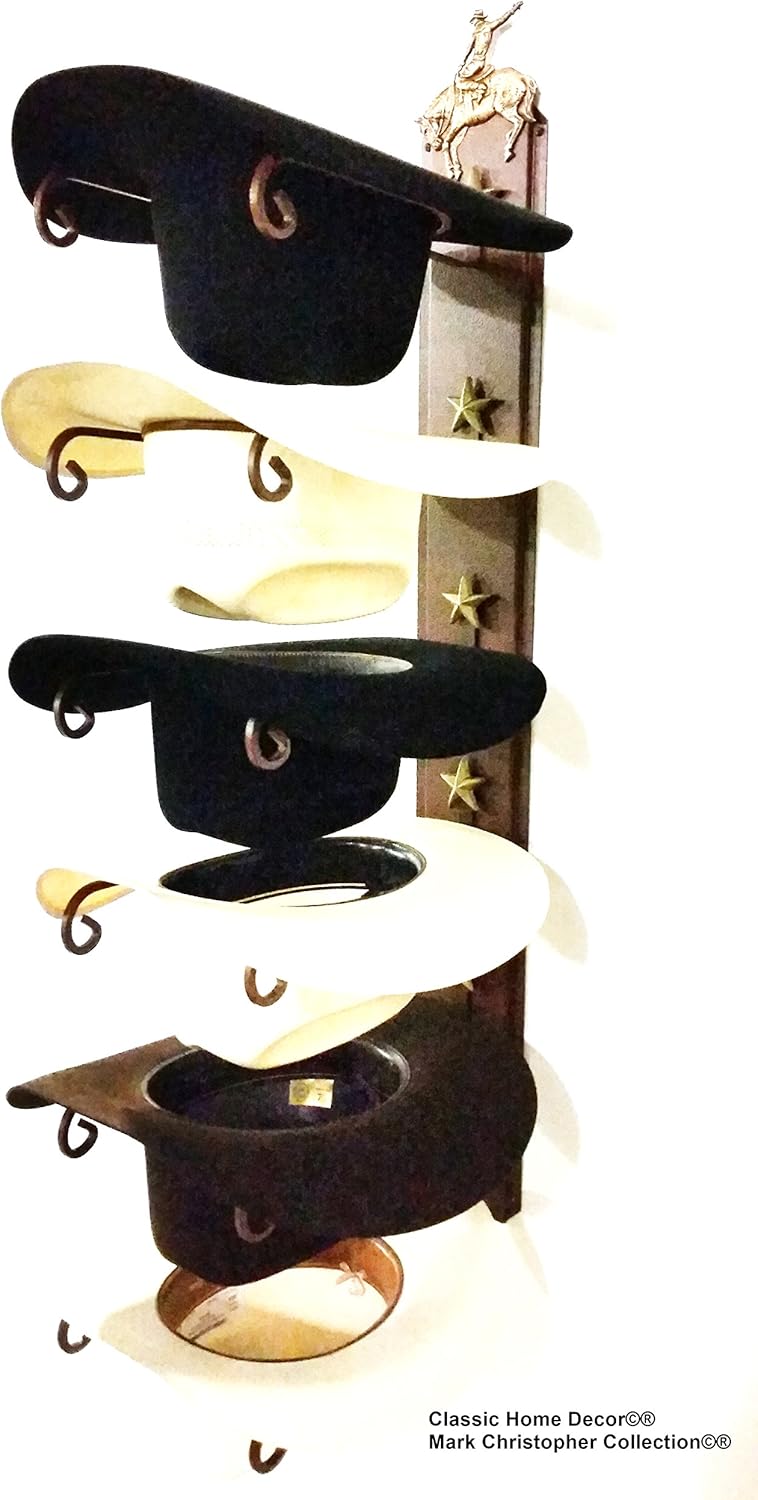 western hat racks on Mark Christopher Collection American Made Cowboy Hat Holder Star With Roper 886 6 Tier Hat Rack Clothing Closet Storage Hat Racks