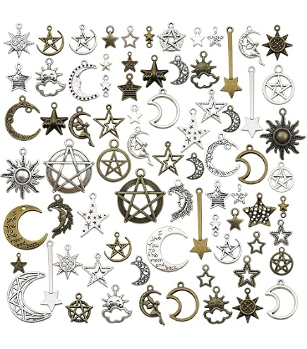 PH PandaHall 56 Ciondoli Evil Eye Assortiti - Croce, Stella Di David, Occhio Egiziano In Lega Per Bracciali E Collane Fai Da Te