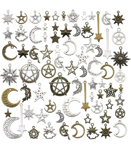 PH PandaHall 56 Ciondoli Evil Eye Assortiti - Croce, Stella Di David, Occhio Egiziano In Lega Per Bracciali E Collane Fai Da Te