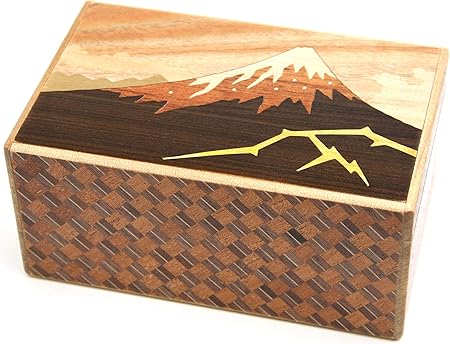 Amazon 箱根寄木細工 秘密箱１０回仕掛け 雷富士と椿 民芸品 おもちゃ