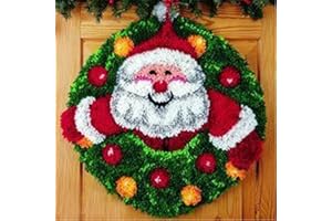 Beyond Your Thoughts New Christmas Santa Latch Hook Kits for DIY Shaggy Throw Pillow Cover Sofa Cushion Cover with Pattern Printed