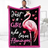 Flamingo Blanket Gifts for Girl Woman - Just A Girl Who Loves Flamingos Pink Tropical Animal Lovers Throw for Kids Teen Adults Soft Cozy Couch Decor Birthday Christmas Lightweight Blanket 50"x60"