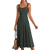 PRETTYGARDEN Spring Dresses for Women 2026 Summer Casual Sleeveless Square Neck A Line Knit Pleated Midi Cocktail Party Dress