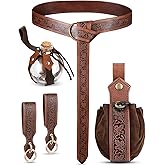 Sweetude 6 Pcs Renaissance Belt Accessories Medieval Viking Belt Potion Bottles Leather Pouch Skirt Hikes