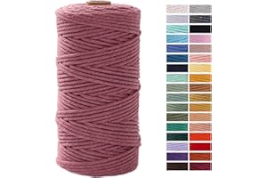 ZXCDINO Vintage Pink Macrame Cord 3mm x 109Yards,Colored Cotton Rope Craft Cord Colorful Cotton Cord Twine for Wall Hanging Plant Hangers Crafts Knitting Decorative Projects