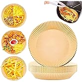 Pack of 30 Air Fryer Disposable Baking Paper, Round Baking Paper, Air Fryer Parchment Paper, Waterproof and Oil-proof for Fry