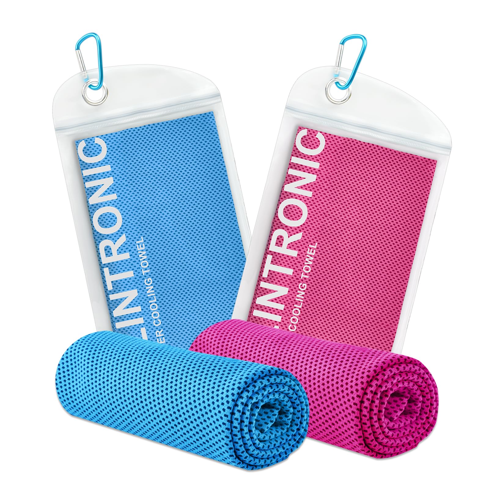 flintronic Cooling Towel 2 Pack (48"x12"), Cooling Cold Towels for Neck, Quick Dry Golf Towel for Instant Relief, Soft Breathable Sweat Towel, Microfibre Fitness Towel for Travel, Hiking, Gym, Yoga