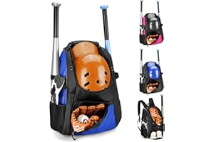 DAREKUKU Youth Baseball Backpack, Softball Bag for Boys & Girls, Breathable T-Ball & Baseball Equipment & Gear