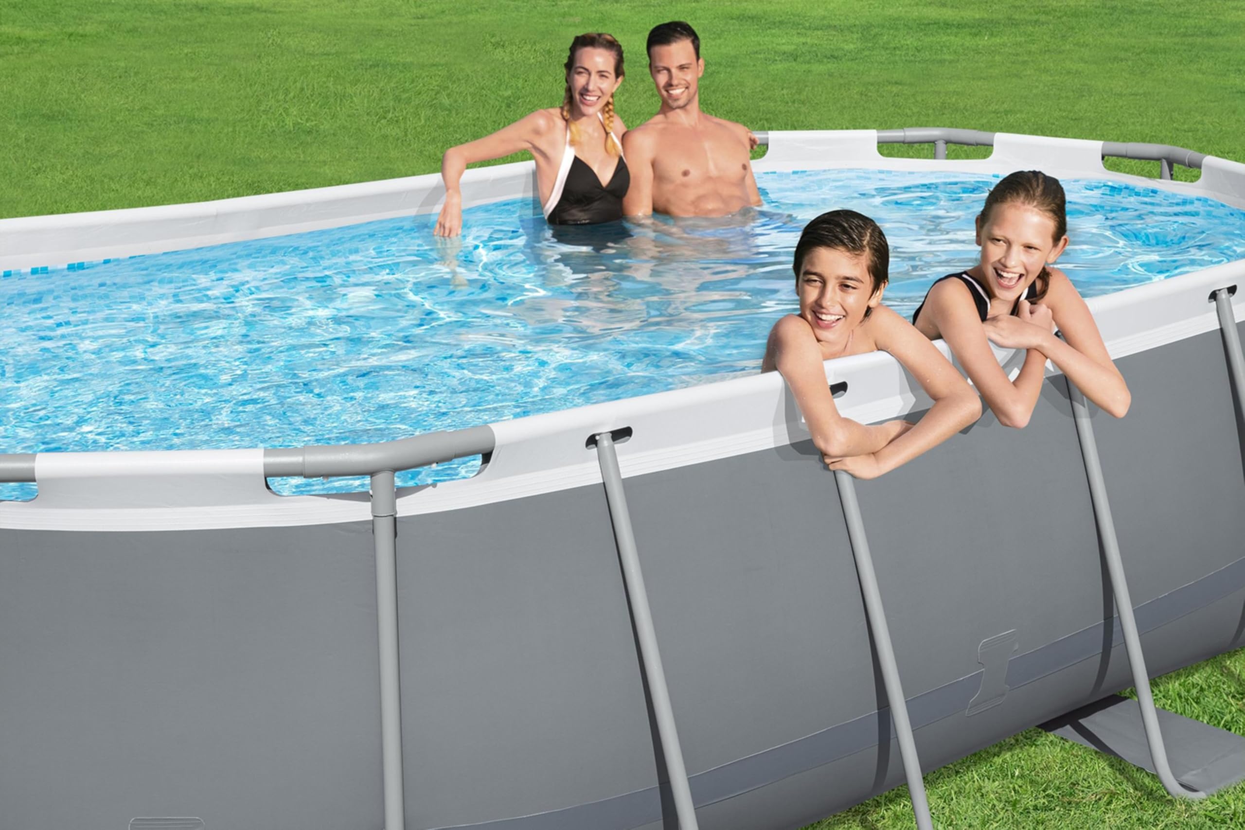 Bestway Power Steel Frame Pool Set mit Filterpumpe 427 x 250 x 100 cm, grau, oval 3