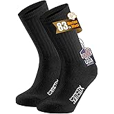 SAMSOX Merino Wool Boot Socks, Made in USA, Heavyweight with Full Cushion, Tactical Socks for Hunting (Bozeman)