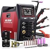 ARCCAPTAIN MIG205MP MIG Welder with Plasma Cutter, 9 IN 1 Welding Machine | 120/240V, App Control, Pulse MIG/Flux Core/Cut/DC HF/Lift TIG/Clean/Stick/Spool Gun Aluminum Welding, Home DIY Projects