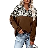 Magritta Womens Sweatshirt Casual Loose Fit Waffle Knit Half Zip Pullover Long Sleeve Lapel Tops