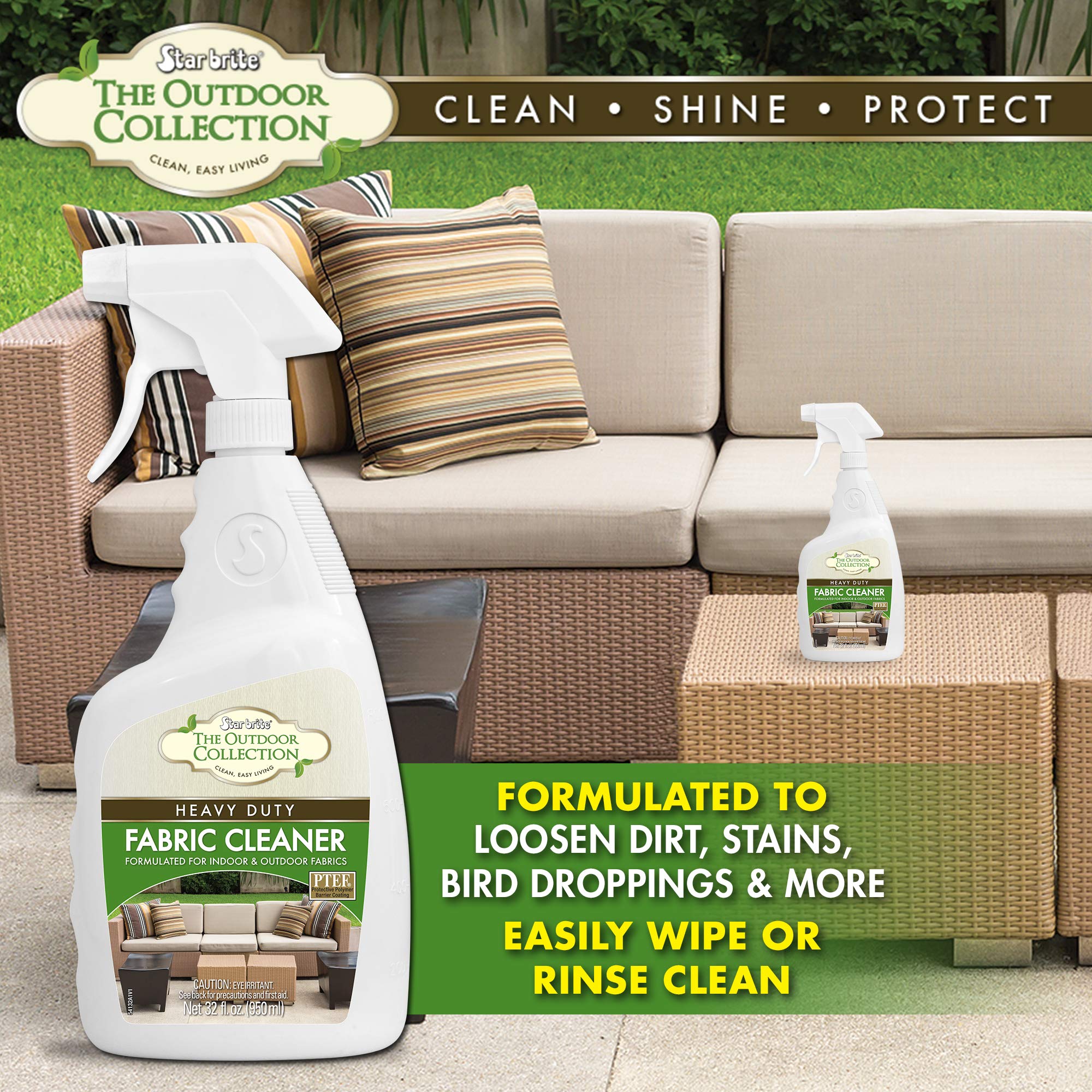 STAR BRITE Outdoor Collection Fabric Cleaner Spray - Ultimate Stain Remover for Outdoor & Patio Fabrics - Protects Against Future Stains, UV Damage & Fading - 32 OZ (054132)