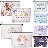Vilvotons 8PC Christian Makeup Bags Set with Bible Verses, Inspirational Cosmetic Pouches for Women, 8 Designs in 3 Sizes (19x14cm, 21x15cm, 22x17cm), Religious Christmas Presents