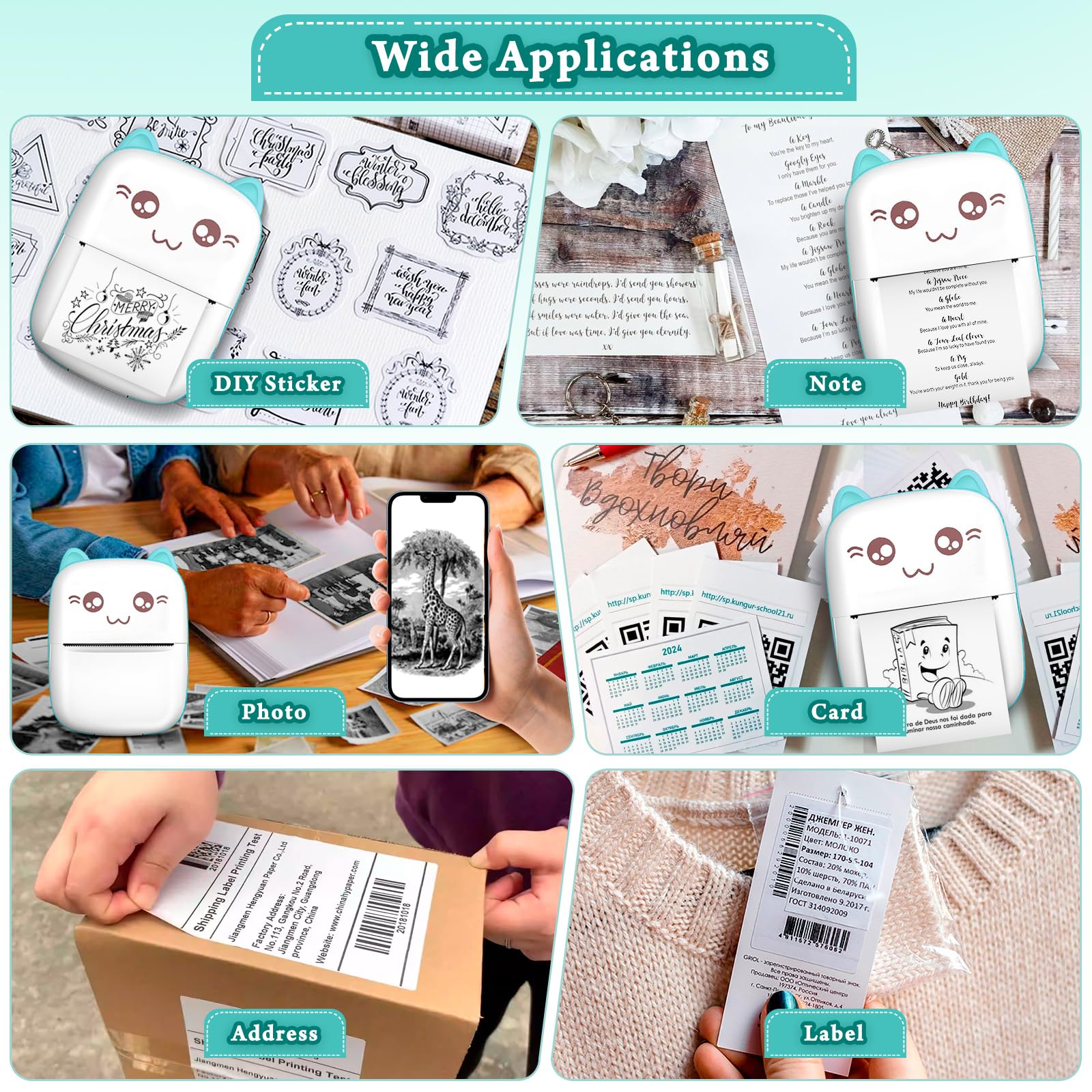 Mua Mini Sticker Printer, Portable Thermal Printer with 7 Rolls Paper ...