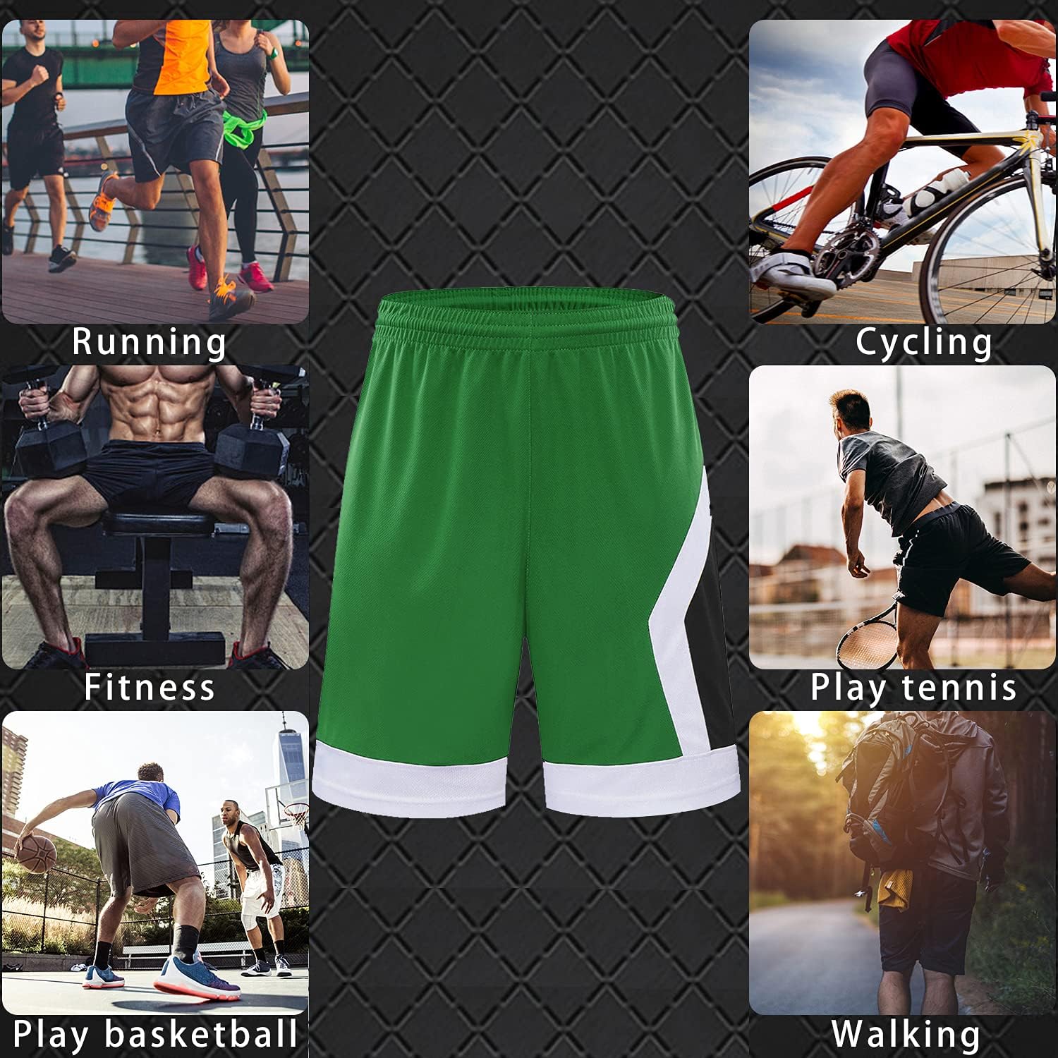 Wisdom Leaves Men's Basketball Shorts with Pockets,Mesh Running Workout Shorts Breathable/Moisture-Wicking: Clothing