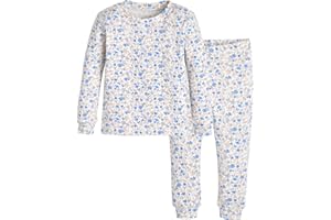 moimoln 6M-8Y Baby & Toddler Girl Floral Pajamas Soft Modal Cotton Breathable Snug-Fit Long-Sleeve Sleepwear Set