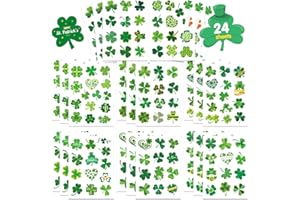 OTAITY 309 PCS St. Patrick's Day Stickers for Kids - 24 Sheets Lucky Shamrock Stickers Four Leaf Clover Stickers Irish Decor St. Patrick's Day Decorations Party Supplies