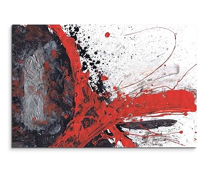 120 X 80 Cm Sur Toile Impression Sur Toile Dart Décoration Murale Rouge Peint Noir Gris Blanc