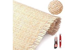 BOZUAN 18" Width Natural Cane Webbing, V Shape Rattan Webbing for Caning Projects, Woven Cane Roll for Furniture, Chair, Cabinet, Ceiling, Basket
