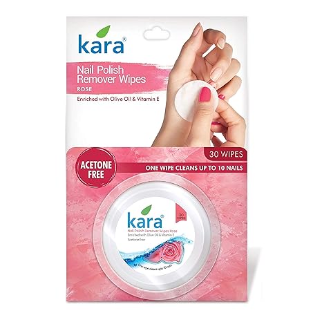 Kara Nail Polish Remover - Wipes, Rose, 30 Wipes
